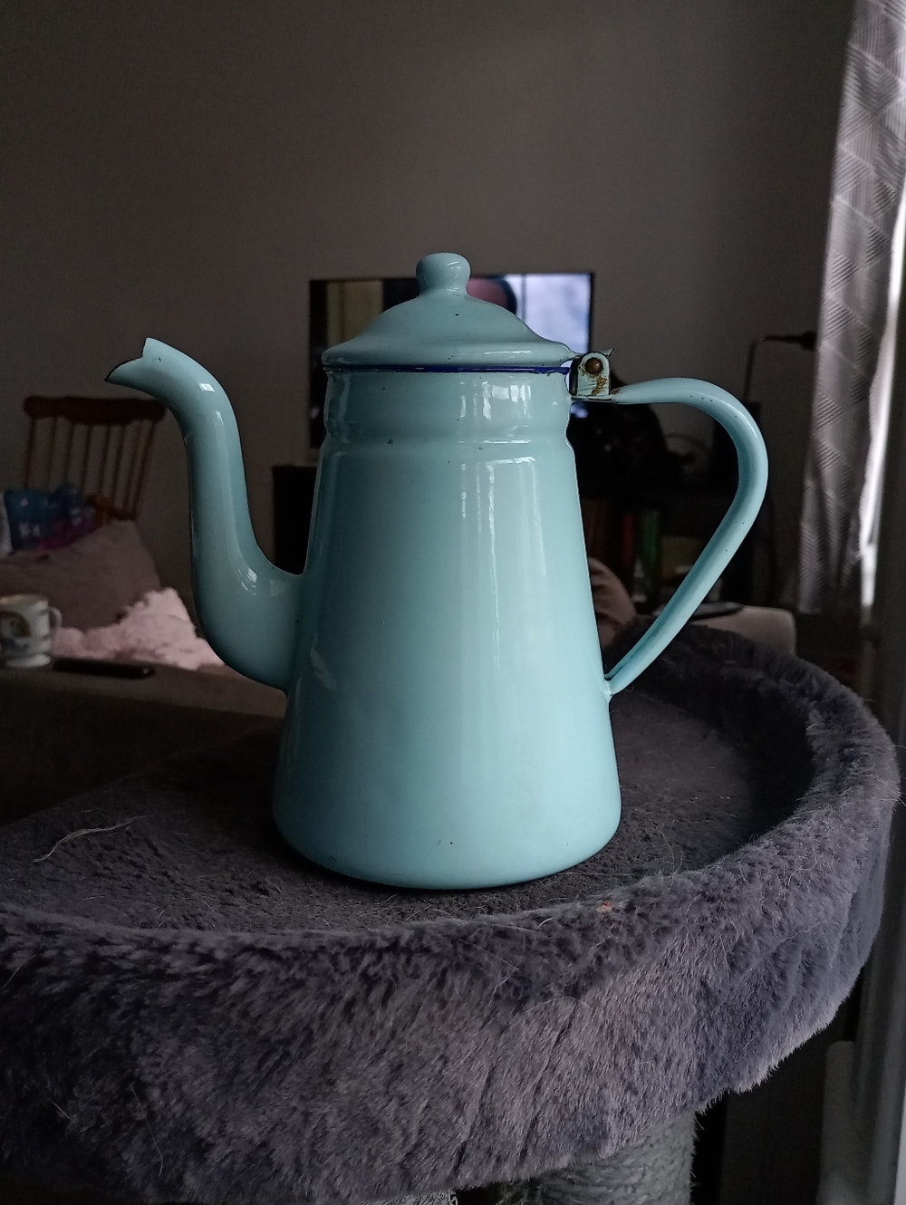 Classic Reservoir China Light Blue Teal Enamel Coffee Pot Farmhouse